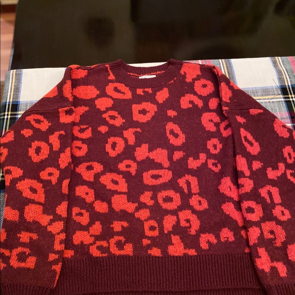 ABOUND Animal Print Crew Neck Sweater Sz L